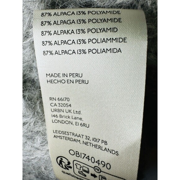 Free People Alpaca Blend Gray Open Knit Turtleneck Oversized Sweater Women SMALL - Picture 7 of 10